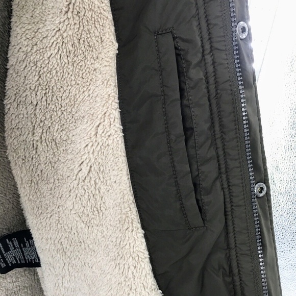 Cole Haan Mens Field Jacket Olive Green Quilted Sherpa Lined Zip Snap Front Sz S - Picture 13 of 15